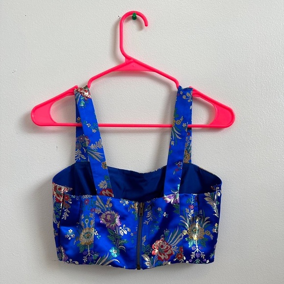 Forever 21 Embroidered Crop Top, Blue - Picture 2 of 6